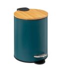 5Five Pedal Bin with Bamboo Lead 3L - Petrol Blue 