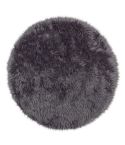 Mia Faux Fur Round Anthracite Rug 120cm 