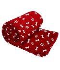 Pet Blanket Red Paw & Bone Design - 130cm x 160cm 