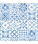 Wipe Clean Round Tablecloth Blue Tiles 160cm 