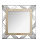 Wood & Metal Square Mirror 