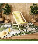 Wooden Deck Chair with Yellow and White stripes