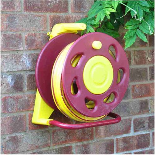 15M GARDEN COMPACT HOSE PIPE REEL FITTING SET FREE STANDING WALL MOUNTED SET