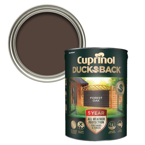 Buy a Cuprinol 5 Year Ducksback Fence Paint - Forest Oak 5L Online in  Ireland at  Your Exterior Wood Paint & DIY Products Expert