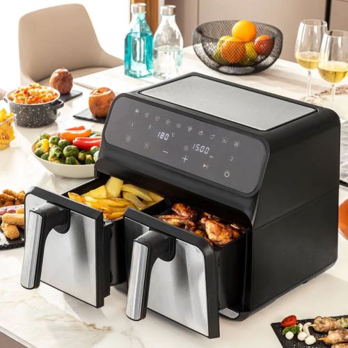 Dual Air Fryer 9L ,2100W, Stainless Steel