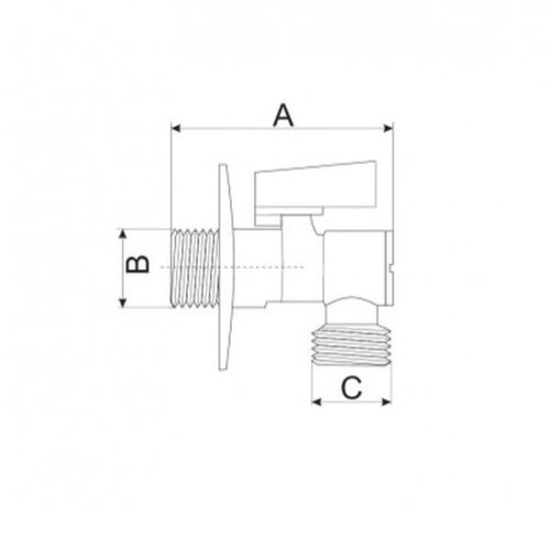 Quadro - angle valve with ceramic head and rosette