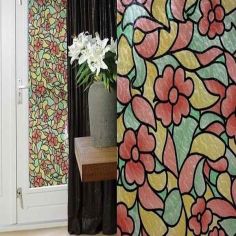 Floral Stained Glass Effect Self Adhesive Contact - 2m x 45cm
