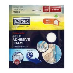 Exitex Extra Wide Self Adhesive Foam Draught Excluder - Brown 15m