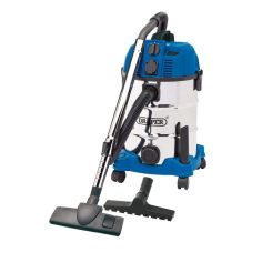 Draper 230V Wet and Dry Vacuum Cleaner with Stainless Steel Tank and Integrated Power Out-Take Socket 30L 1300W