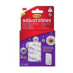 Command Adjustables Repositionable Clear Hooks - Pack Of 12