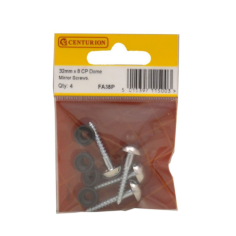 Chrome Plated Dome Mirror Screws 30mm x 8 - Pack of 4