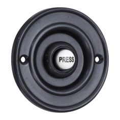 Circular Bell Push with China Press Button 76mm - Matt Black 