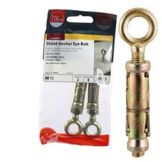 Timco M10 ZYP Shield Anchor Eye Bolts - Pack Of 2
