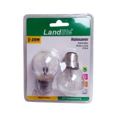 Landlite 28w Eco Halogen Globe B22 Lightbulb - Pack of 2