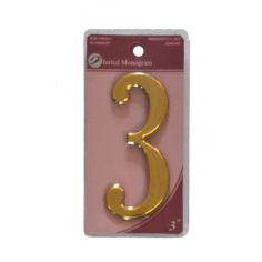 Gold Effect Numeral 3 - 75mm 