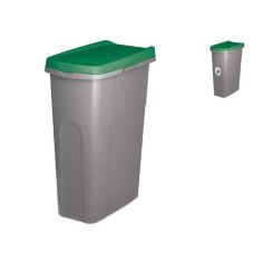 40 Litre Green Recycling Bin - Green Lid - Grey Base