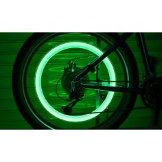 Green Led Valves For Bicycle, Motorcycle & Car Wheels - Set of 2