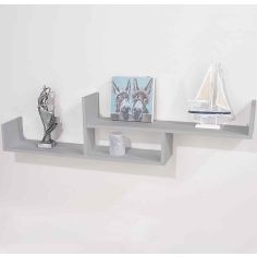 2 Tier Floating Wall Shelf - Light Grey