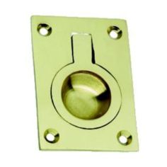 Polished Brass Rectangular Flush Ring Pull Handle
