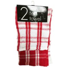Globe Mill Textiles Terry Design Tea Towel - Red Pack Of 2