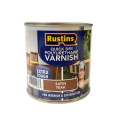 Rustins Quick Drying Polyurethane Varnish Satin Mahogany 250ml - Extra Tough