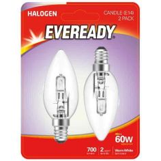 Eveready Eco Halogen Candle 46W(60W) 220-240V Clear E14 (SES) - Pack of 2