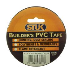 Stuk Black Builders PVC Tape - 50mm X 33m 
