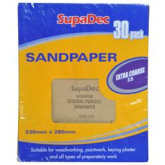 SupaDec General Purpose Sandpaper Extra Coarse 2.5 - Pack of 30