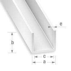 U-Shaped White PVC Profile 8.7mm x 6.2mm x 6.3mm x 1.2mm x 1m 