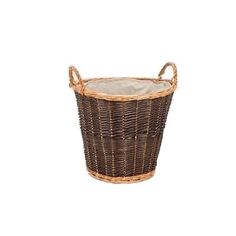 Lined Round Buff Willow Log Basket