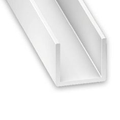 White PVC U-Shaped Squared Profile - 12mm x 10mm x 1m